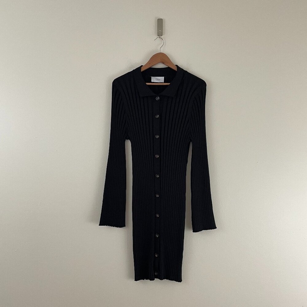 Legoe Heritage Black Rib Knit Button Front Maternity Dress Size 12 (AU 4)